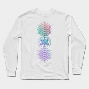 Flower of Life Chakras - Festival Gear - Psychedelic and Spiritual Artwork Long Sleeve T-Shirt